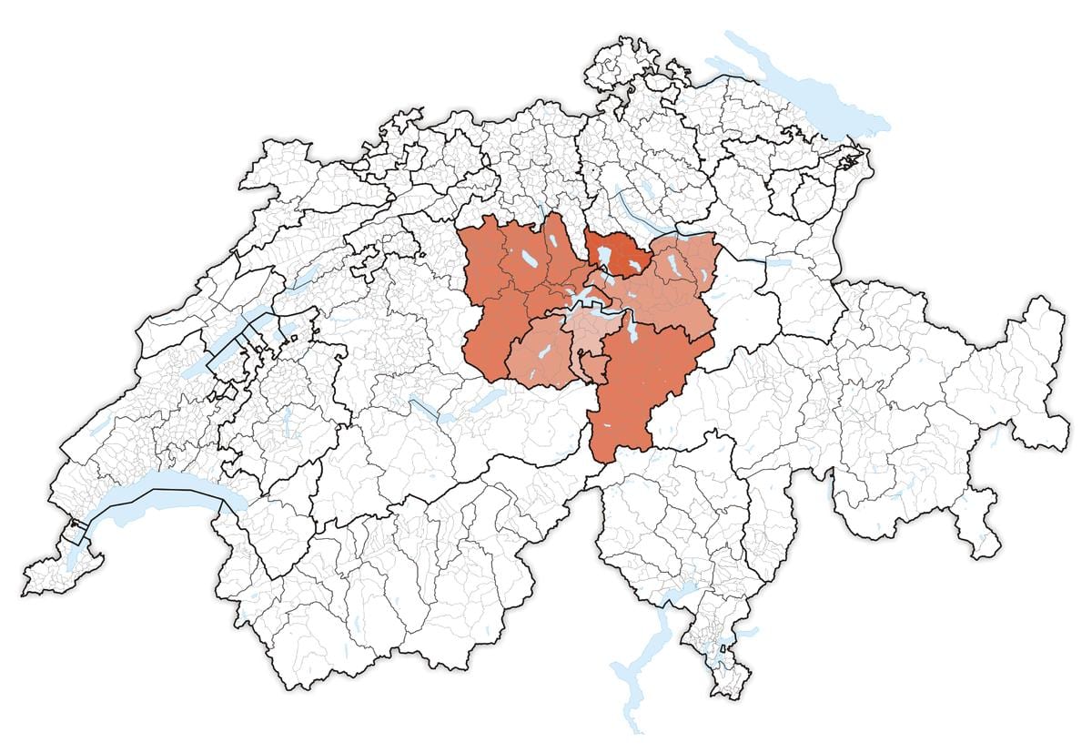 mapa ng gitnang switzerland