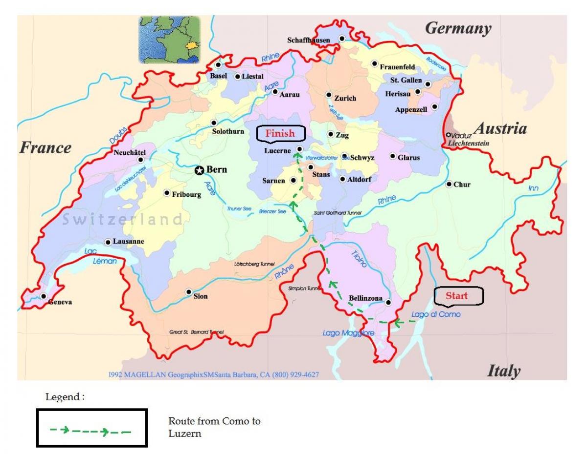 mapa ng kalye ng lucerne, switzerland