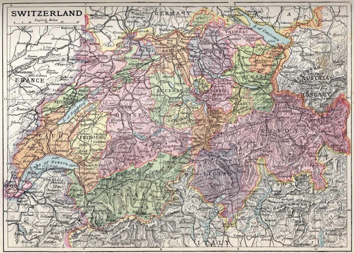 mapa ng lumang mapa ng switzerland