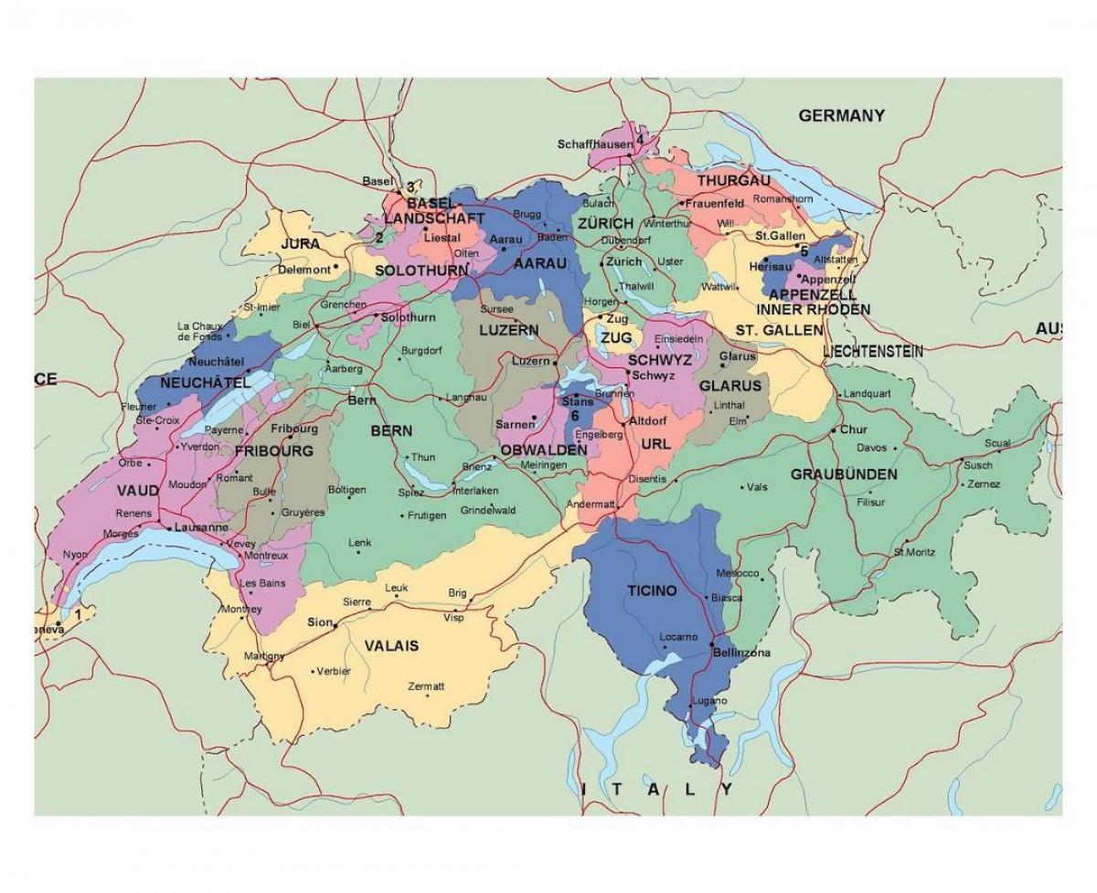 detalyadong mga mapa ng switzerland