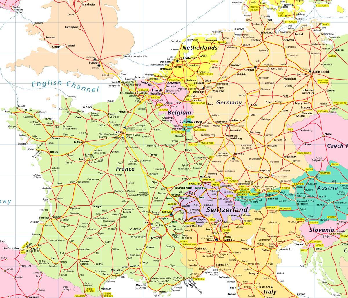 mapa ng europa na nagpapakita ng switzerland