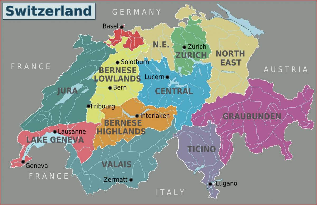 mapa ng timog switzerland
