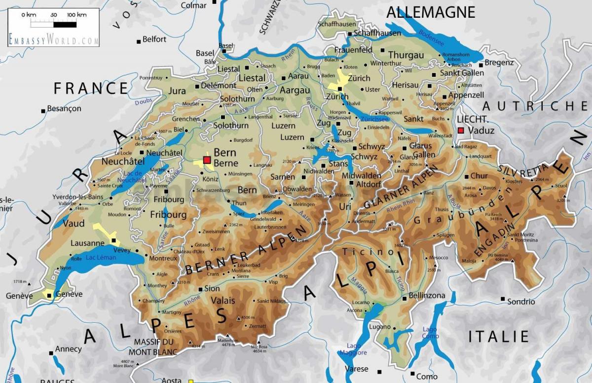 switzerland heograpiya mapa