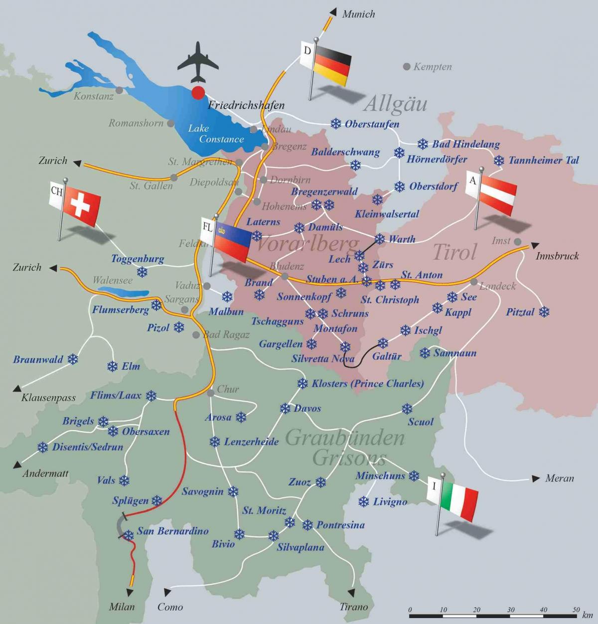 ski resorts switzerland mapa