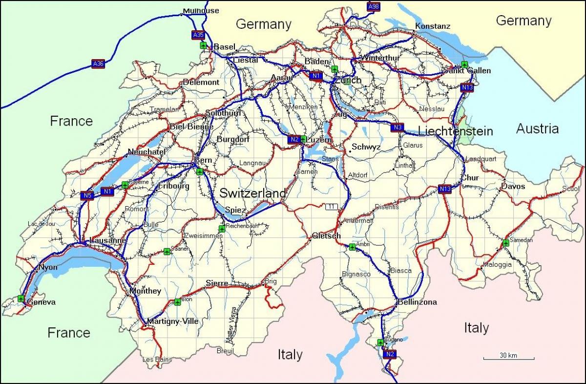 mapa ng switzerland bundok