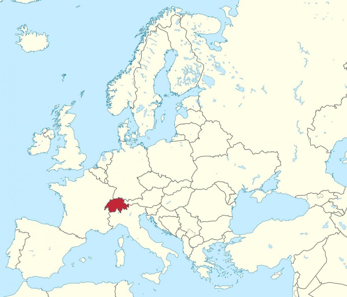 mapa ng mundo na may mga naka-highlight sa switzerland