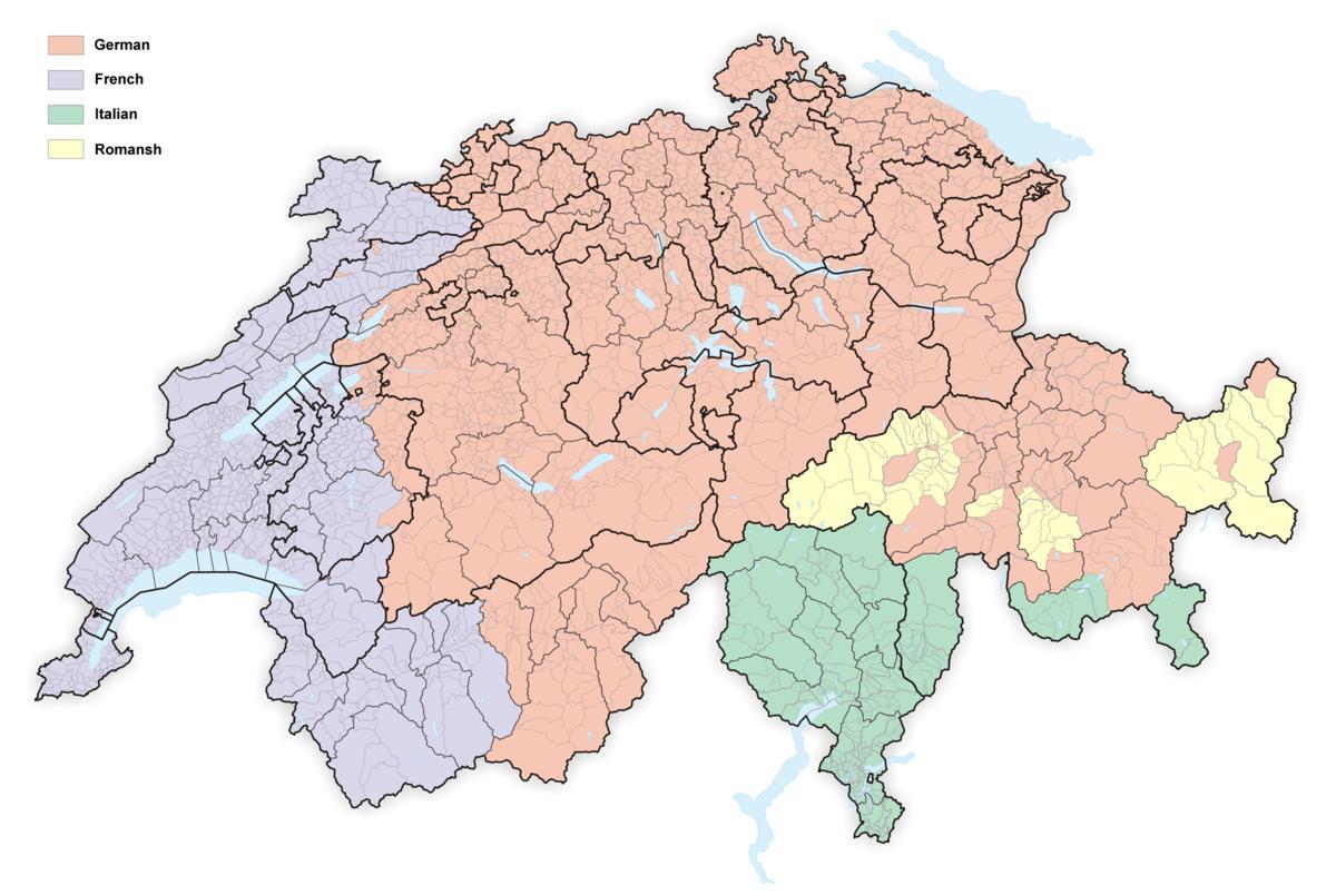 mapa ng switzerland wika
