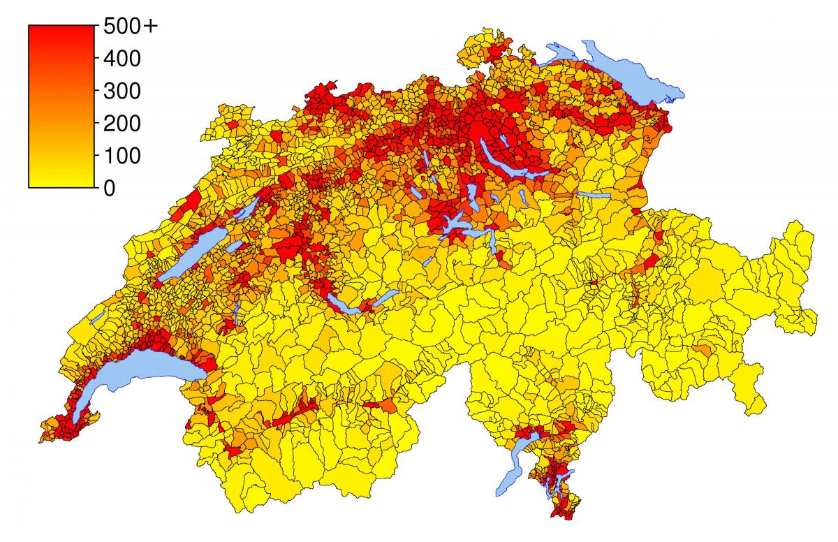 switzerland populasyon density mapa