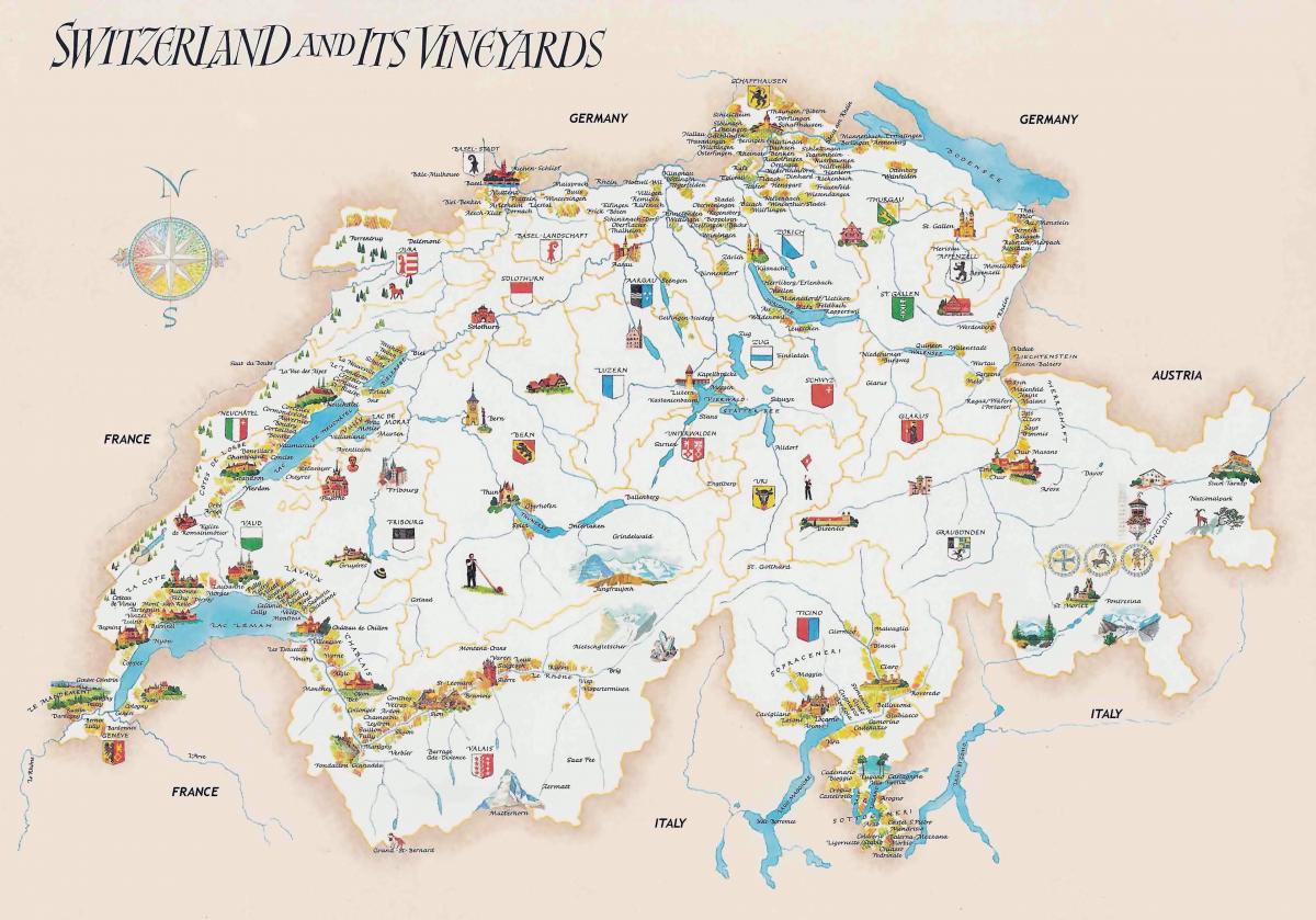 pinupuntahan ng mga turista sa switzerland mapa