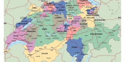 Mapa ng switzerland na may mga lungsod at bayan