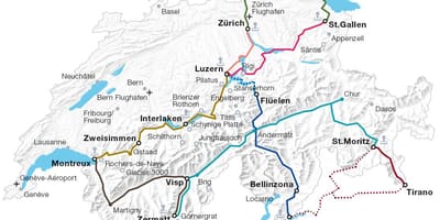 Switzerland dulaan tren ruta sa mapa