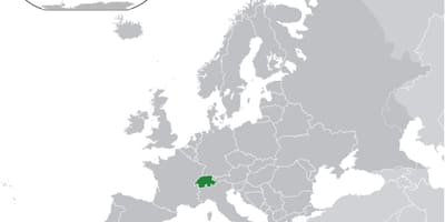 Mapa ng mundo na nagpapakita ng switzerland