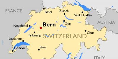 Mapa ng switzerland na may mga pangunahing mga lungsod