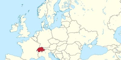 Mapa ng mundo na may mga naka-highlight sa switzerland