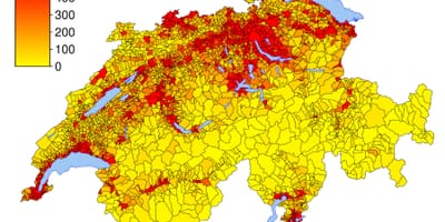 Switzerland populasyon density mapa