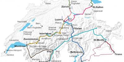 Switzerland tren ruta sa mapa